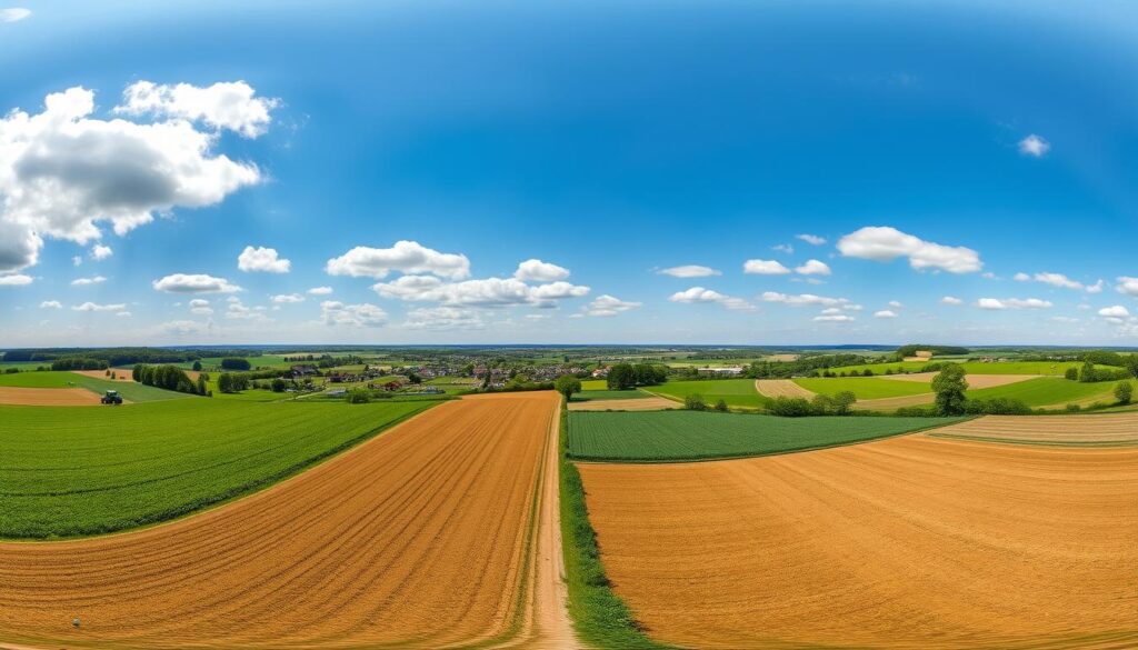 Agricultural landscape around Rollshausen, Germany showing local farming activities
