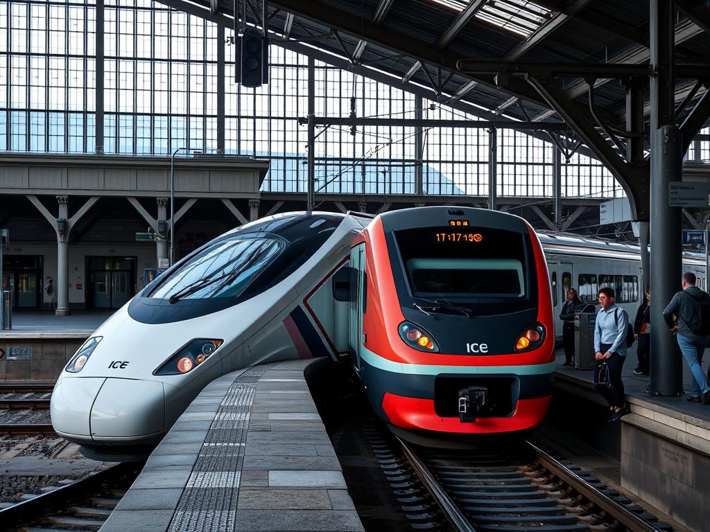 Bielefeld Hauptbahnhof train station with ICE train