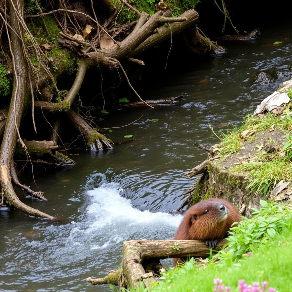 Evidence of beaver activity along the streams in Zabeltitz, Germany