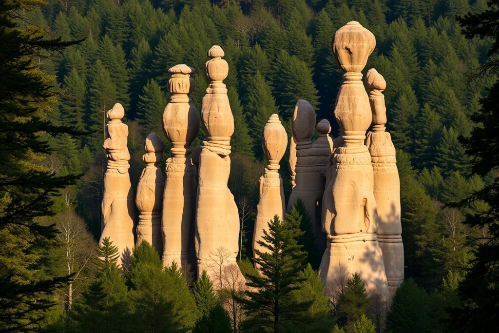Externsteine rock formations in Teutoburg Forest