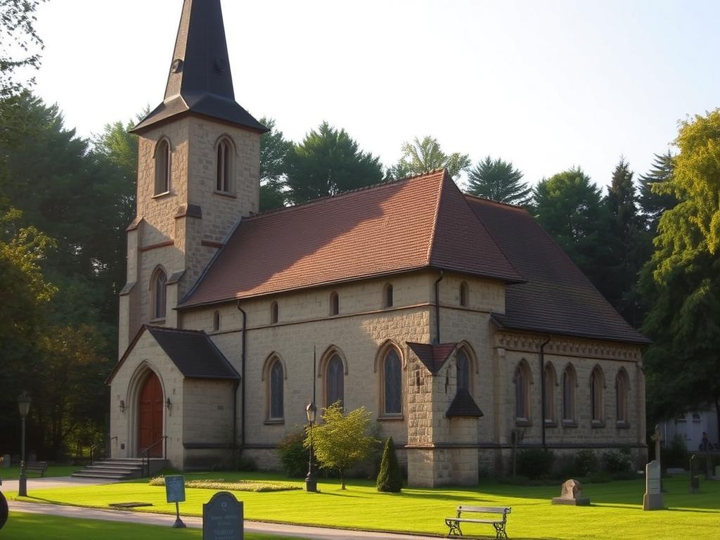 Historic church in Klüt with traditional German architecture