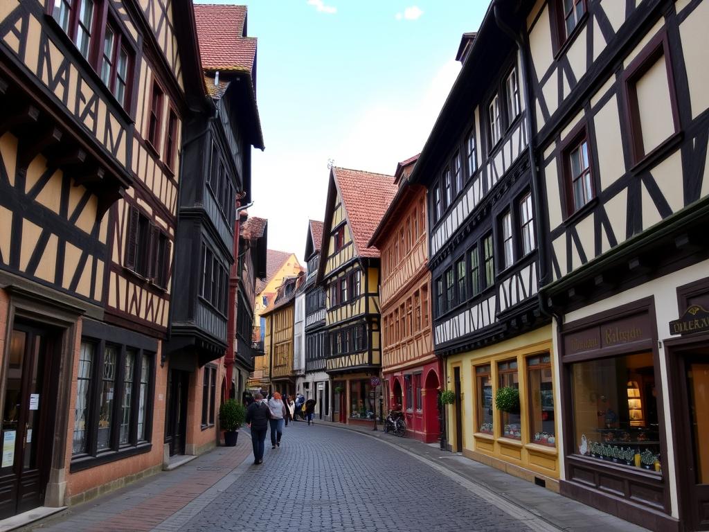 Historic half-timbered buildings in Duderstadt near Rollshausen, Germany