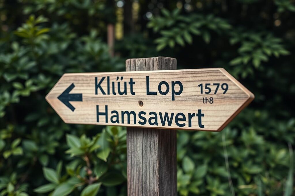 Klüt Loop trail marker showing the Hansaweg route