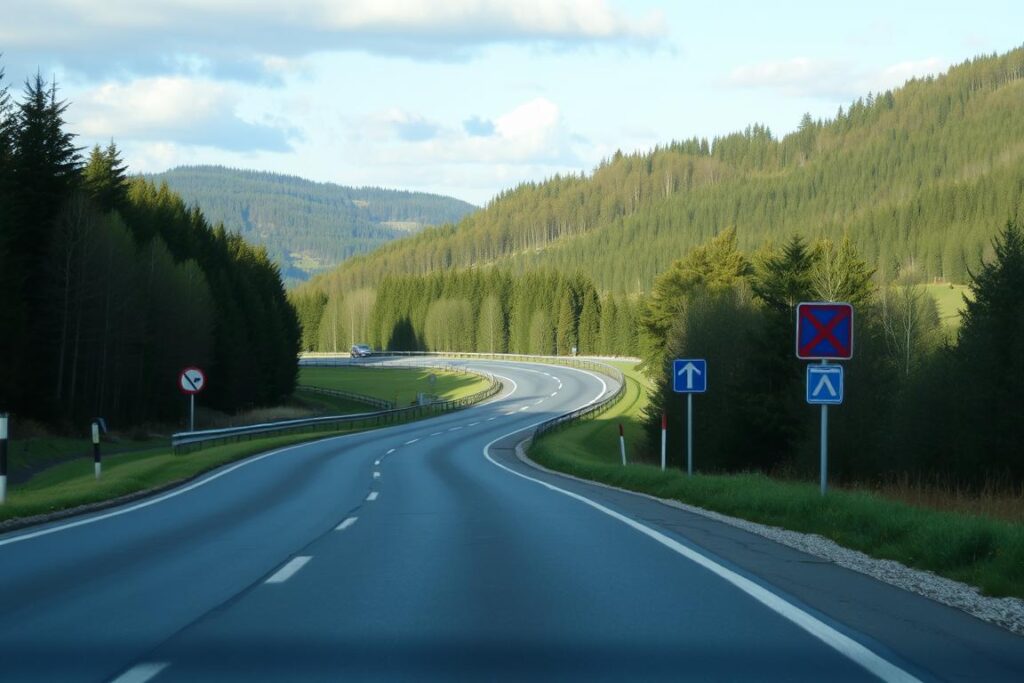 Road leading to Klüt through scenic countryside