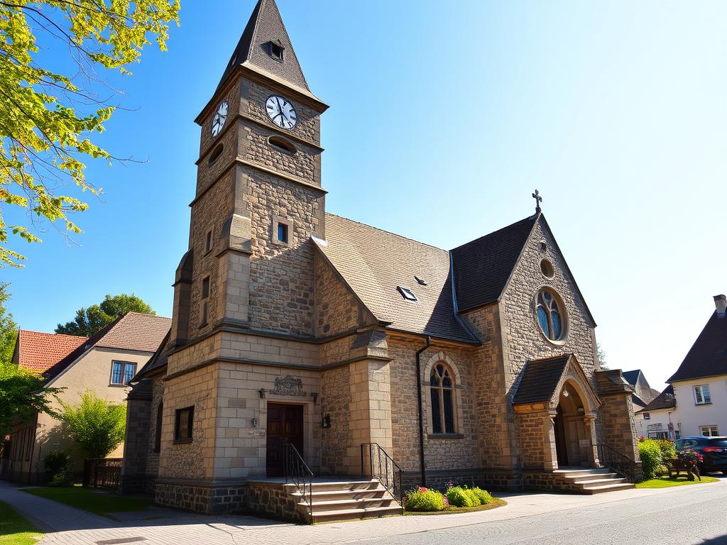 St. Mary's Church in Rollshausen, Germany with its distinctive architecture