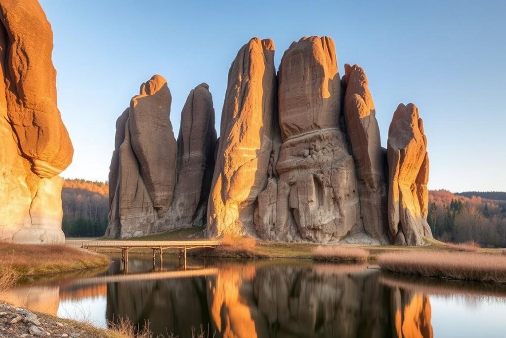 The mystical Externsteine rock formation near Detmold, Germany