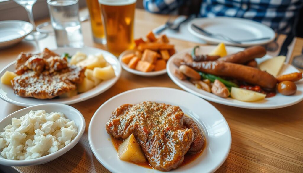 Traditional German cuisine served at a restaurant in Klüt
