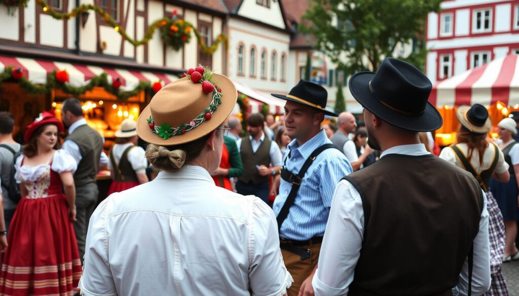 Traditional festival celebration in Klüt with locals in traditional costumes