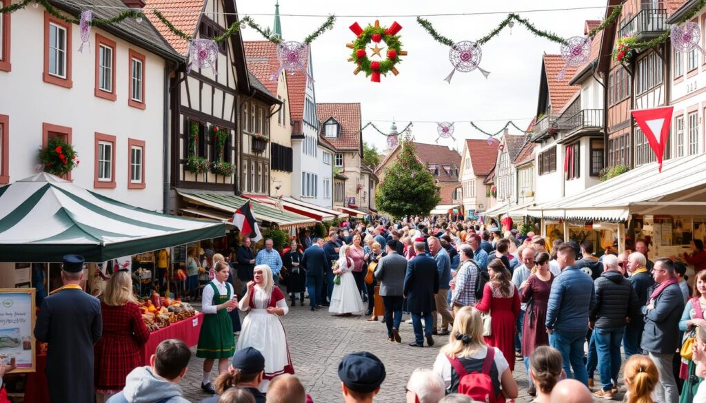 Sälzerfest in Salzkotten, Germany mit traditionellen Kostümen und Feierlichkeiten