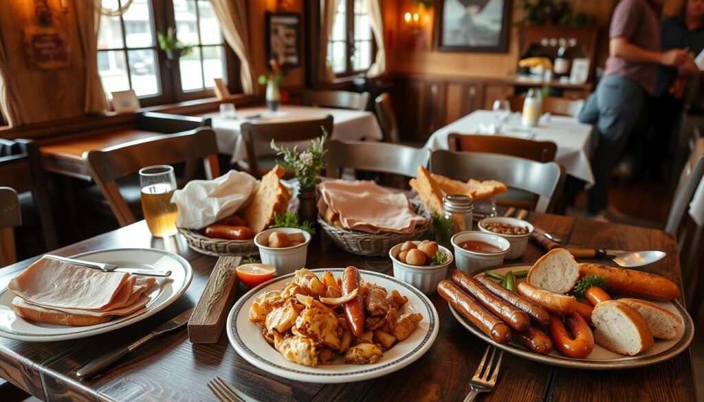 Traditionelle westfälische Gerichte in einem Restaurant in Salzkotten, Germany