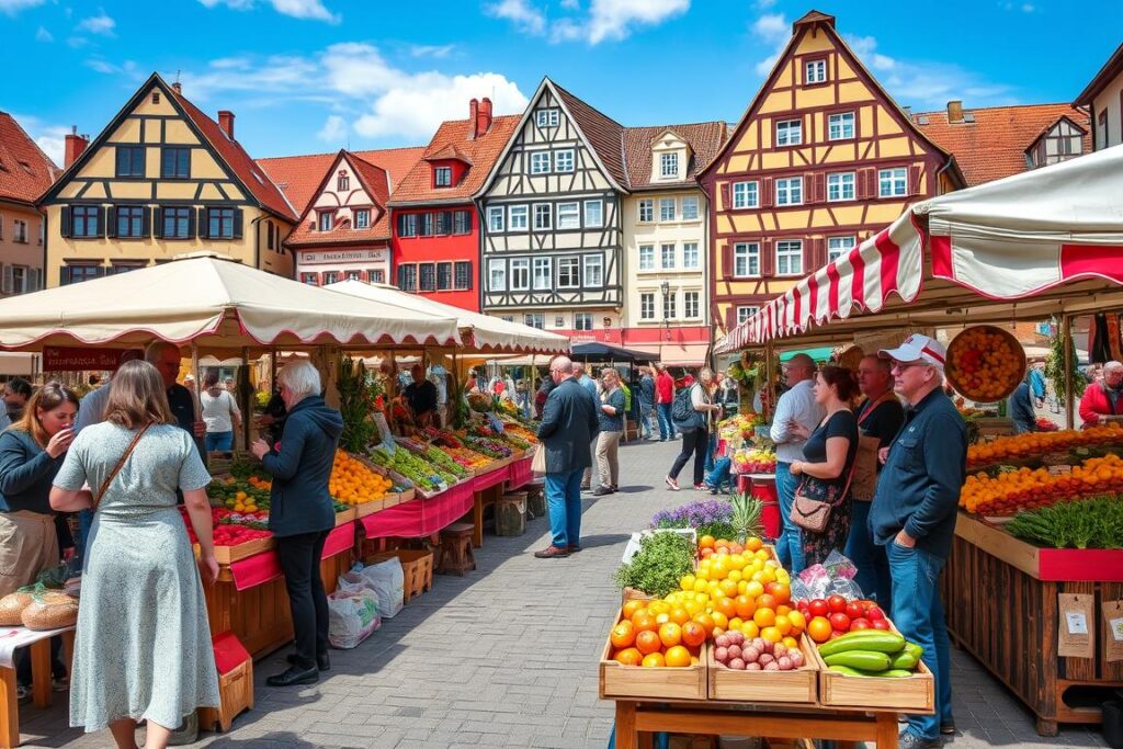 Traditioneller Wochenmarkt in Salzkotten, Germany