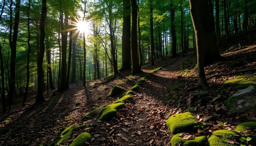 Versteckter Wanderweg im Wald nahe Salzkotten, Germany