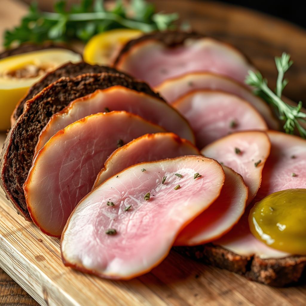 Westfälischer Schinken und Pumpernickel, typisch für die Region um Salzkotten, Germany