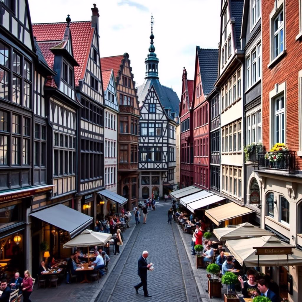 Düsseldorf's historic Altstadt district in NRW Germany