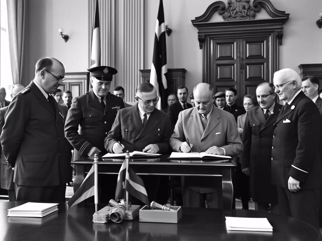 Historical photograph of Düsseldorf being named capital of NRW Germany in 1946