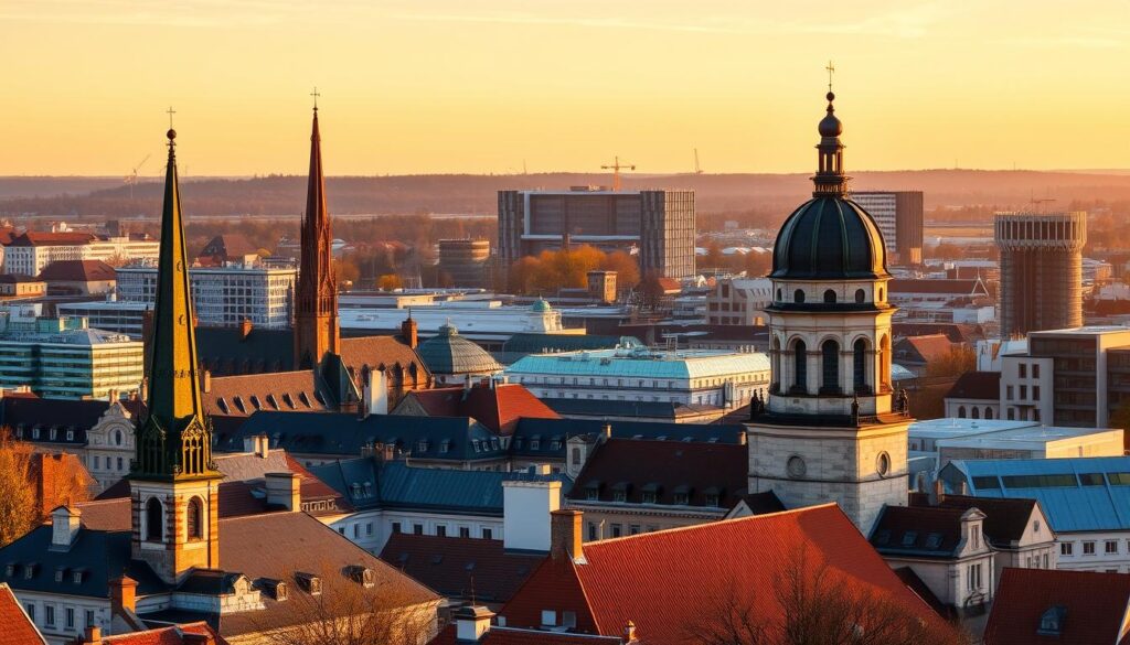Panoramic view of Hannover showing the blend of historical buildings and modern architecture