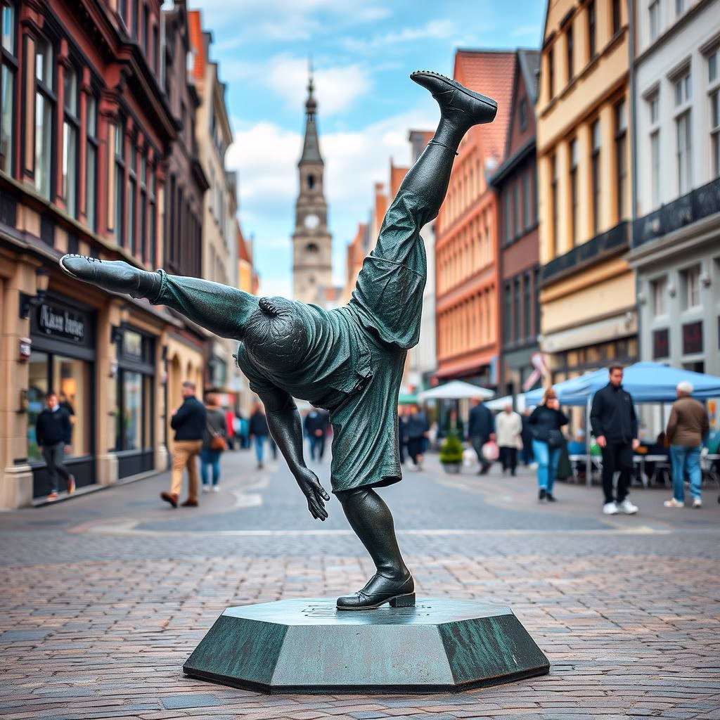 Radschläger cartwheeler statue in Düsseldorf capital of NRW Germany