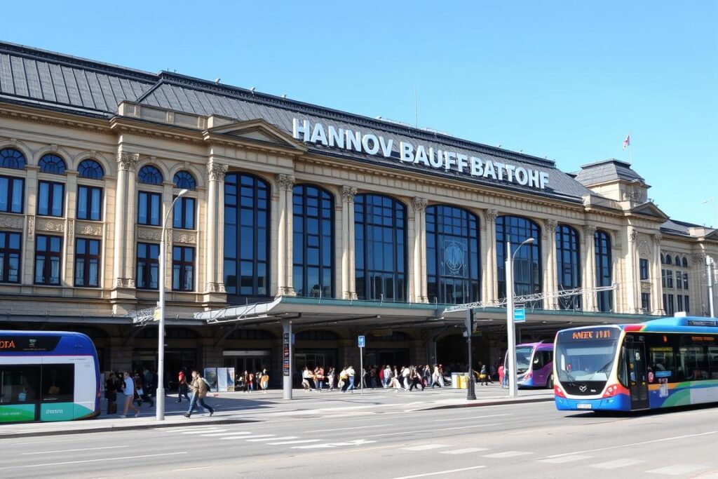 The Hannover Hauptbahnhof (main train station) with modern transportation connections