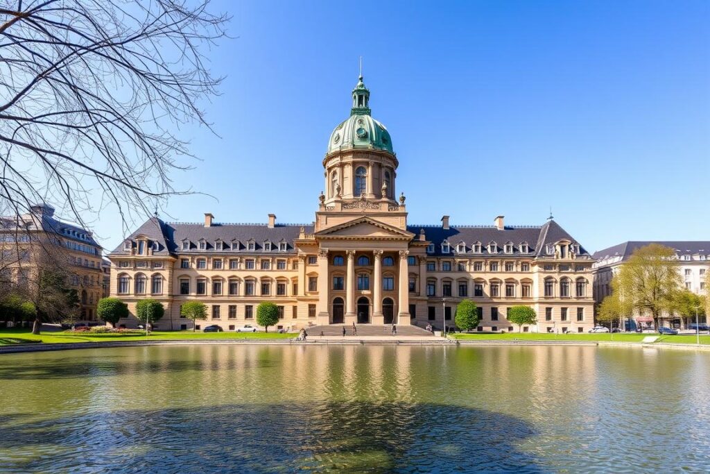 The impressive New Town Hall (Neues Rathaus) of Hannover with its distinctive dome