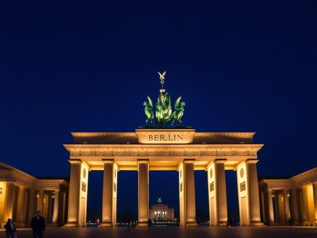 Berlin's Brandenburg Gate illuminated at night